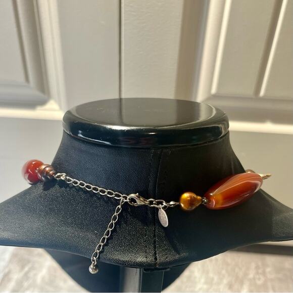 Donna Dressler Sterling Silver blister pearl red jasper necklace - Picture 2 of 8